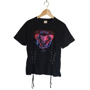 Urban Nation Black Butterfly World Tour Graphic Lace Up Corset T‎ Shirt 2X